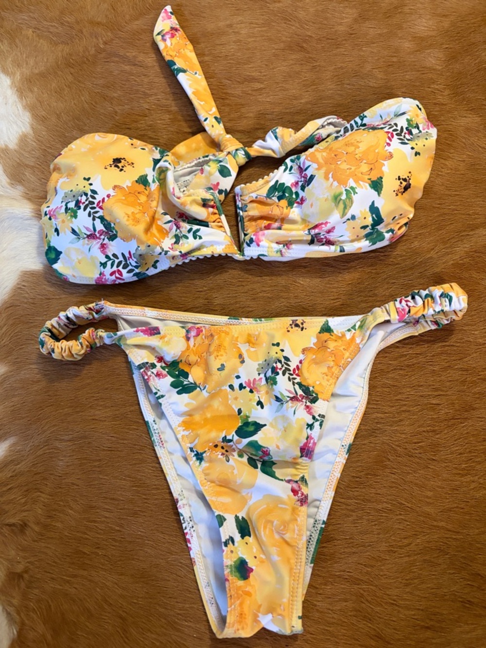 Yellow Floral Two-Piece Swim Set